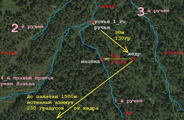 Перевал дятлова схема расположения найденных тел