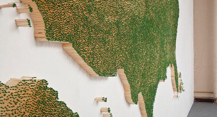 Карта США из деревянных спичек
