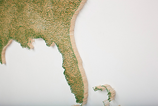 Карта США из деревянных спичек