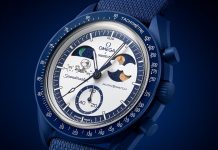 OMEGA и Swatch представили новую лимитированную модель, приуроченную к полнолунию 9 августа Часы Omega Mission to Earthphase Moonshine Gold MoonSwatch