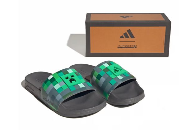 Шлепки Minecraft x adidas Holiday 2025 Collection