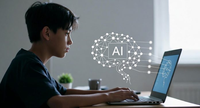 Подросток использует нейросеть